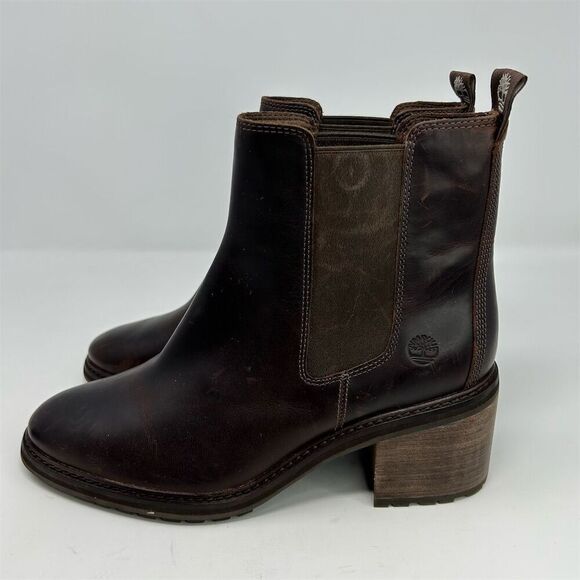 Timberland Sienna High Chelsea Boots Brown Burgundy Leather Size 11 Slip-On - Picture 7 of 14